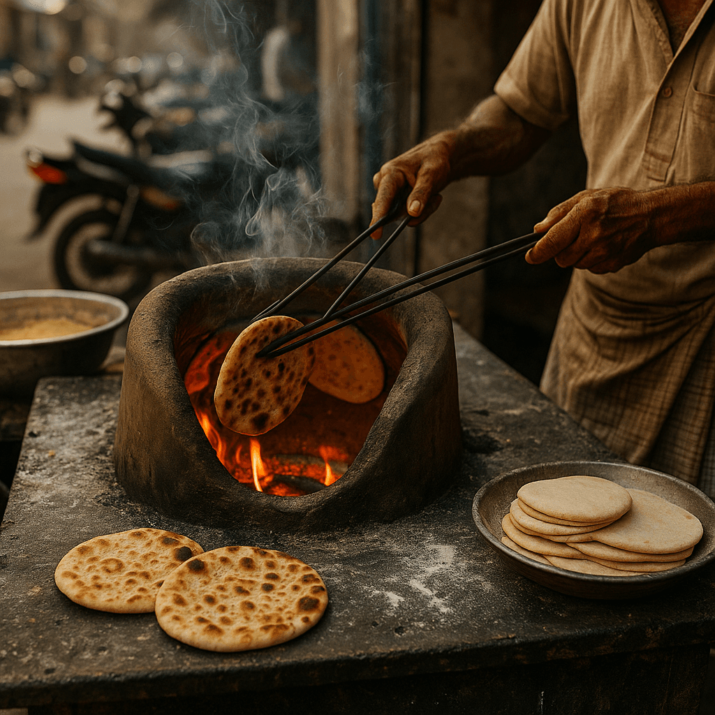 A roadside tandoor in full action.